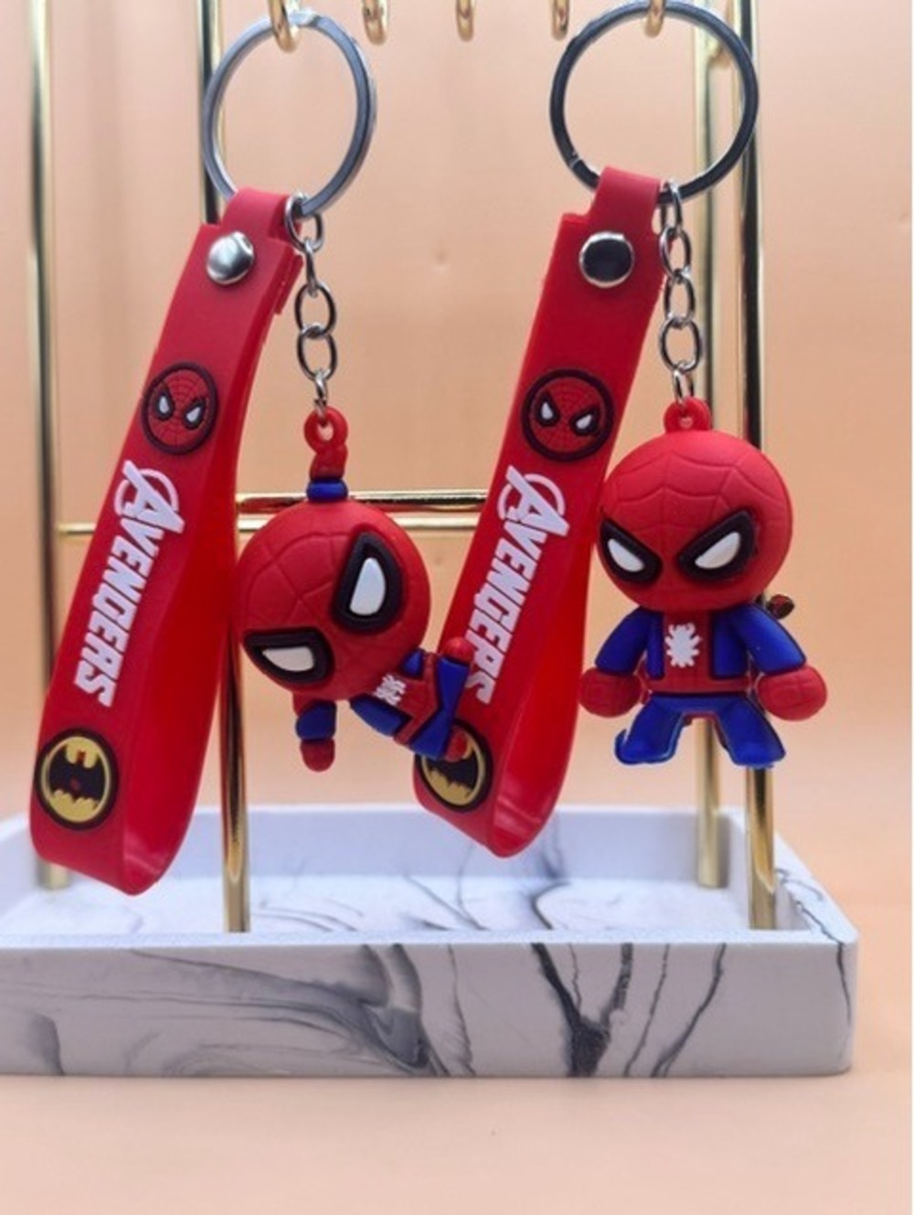 2-Pack 3D Spider-Man Keychains & Backpack Clips – Fun Collectible Superhero New